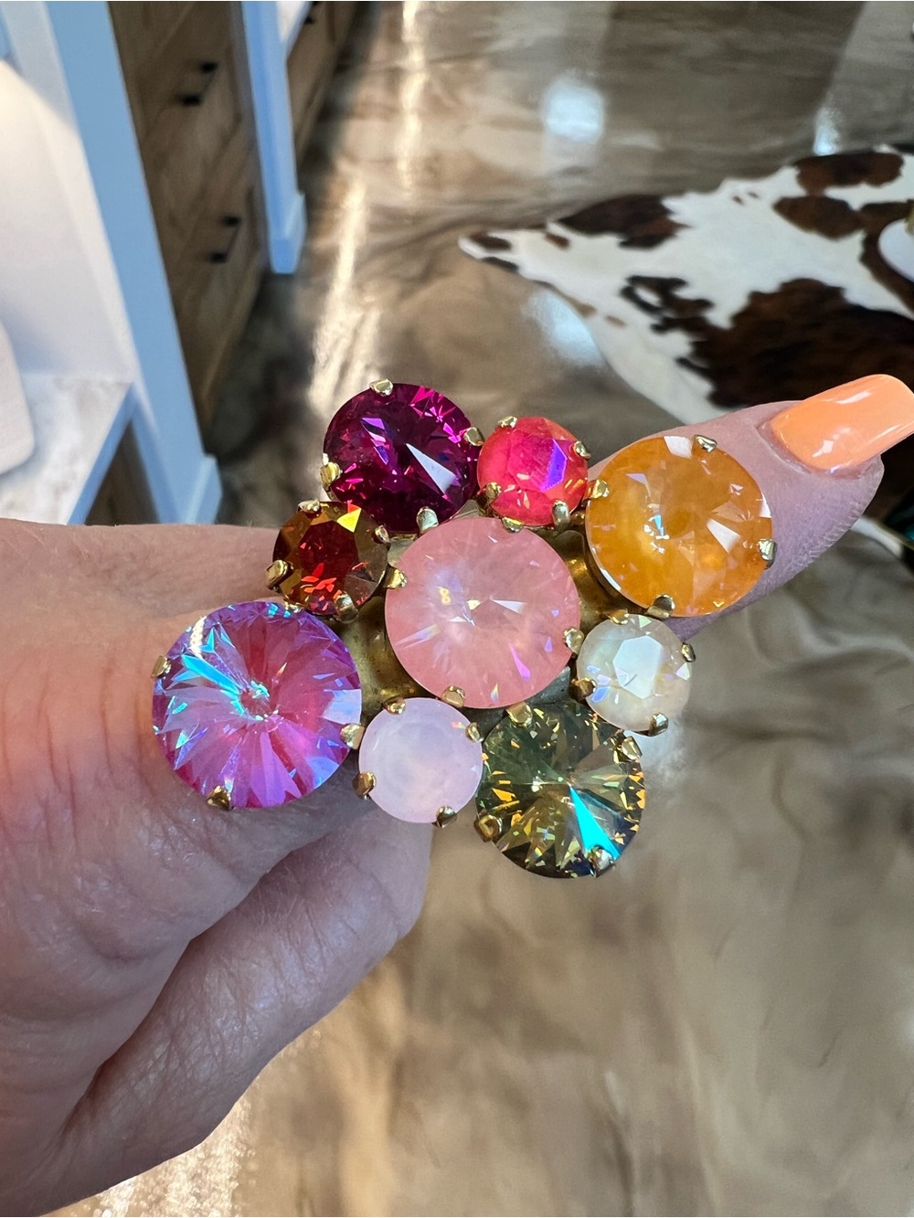 Multicolor Crystal Statement Ring - Women Jewelry - Picture 2 of 3
